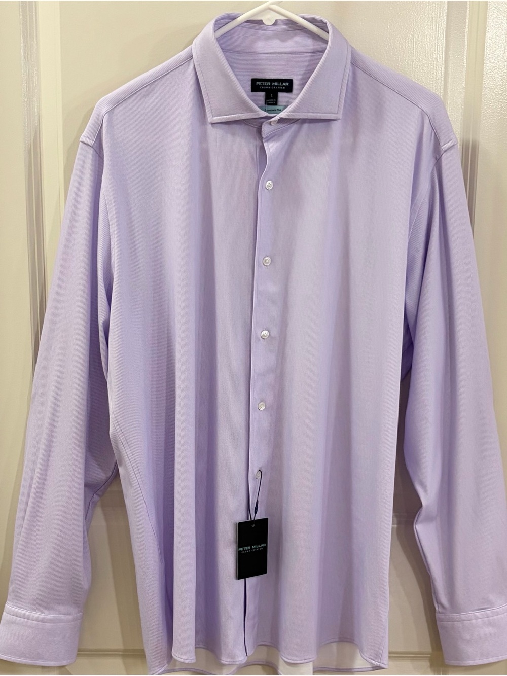 Peter Millar Shirt Mens Large Lavender Crown Crafted Excursionist Flex NWT $275